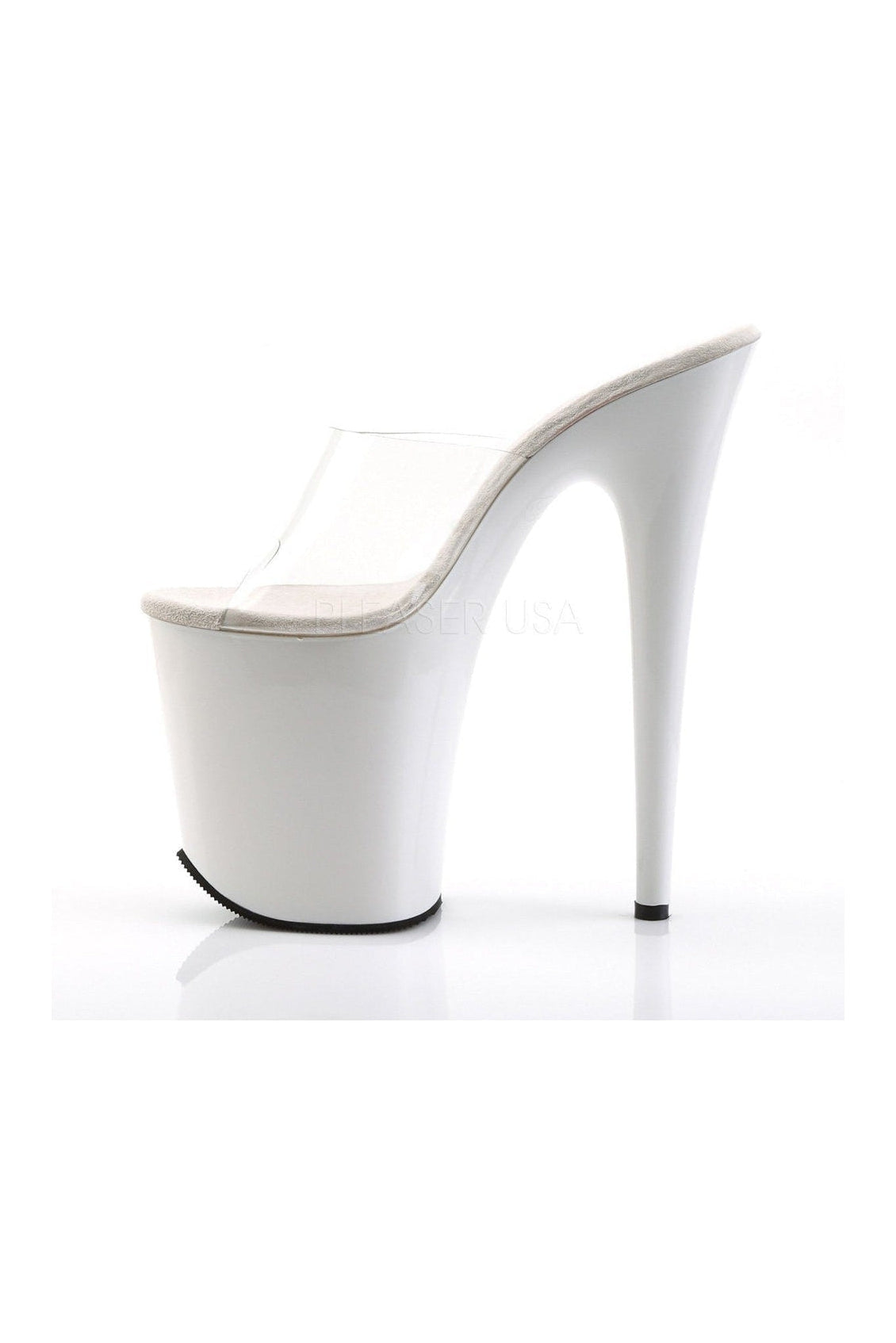 Clear Vinyl FLAMINGO - 801 Platform Slide with Stiletto Heel