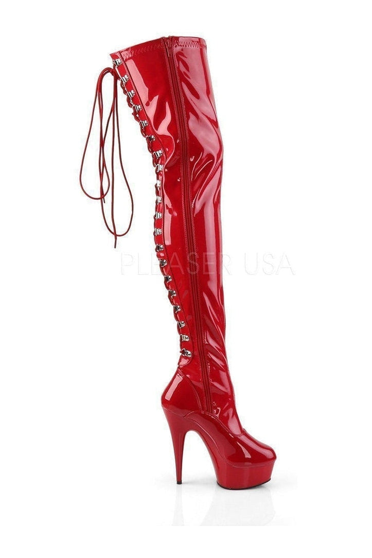 Red Patent Leather DELIGHT-3063 Platform Thigh High Boots