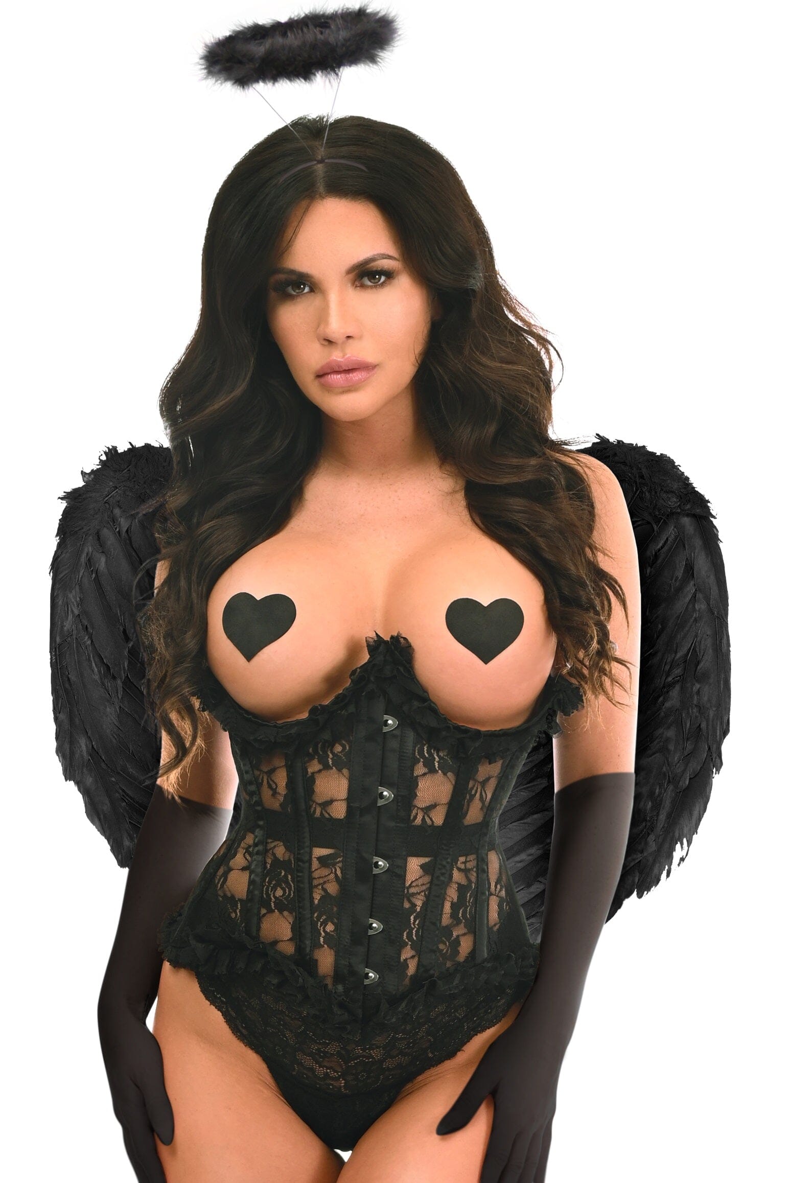 4-Piece Dark Angel Black Lace Corset Costume from Top Drawer