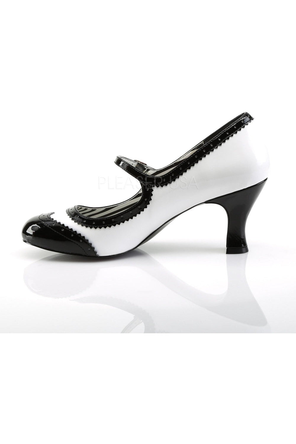 Black Patent Leather JENNA-06 Kitten Heel Spectator Mary Jane Pumps