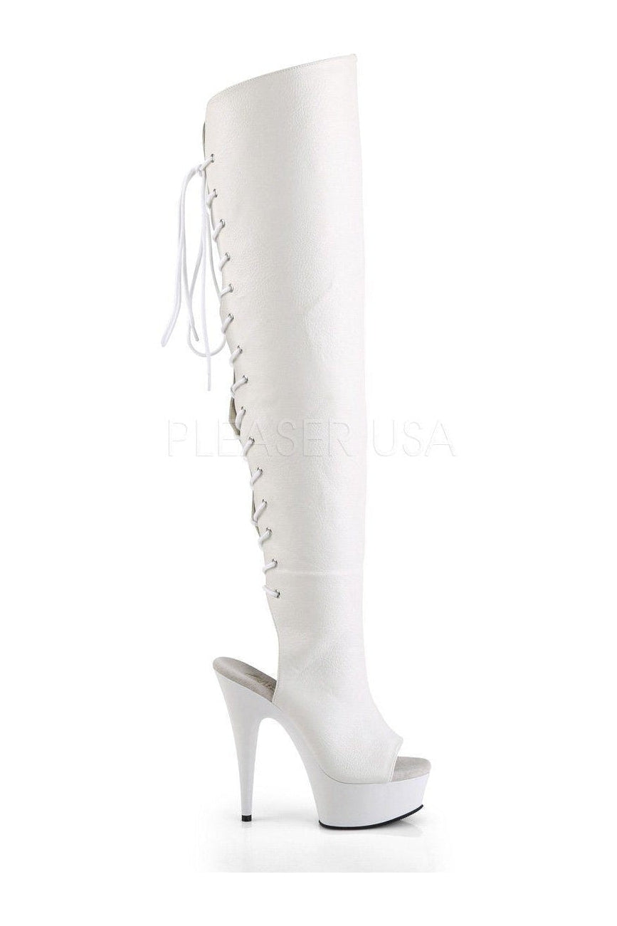 White Artificial Leather DELIGHT - 3019 High - Fashion Platform Boot for Trendy Women