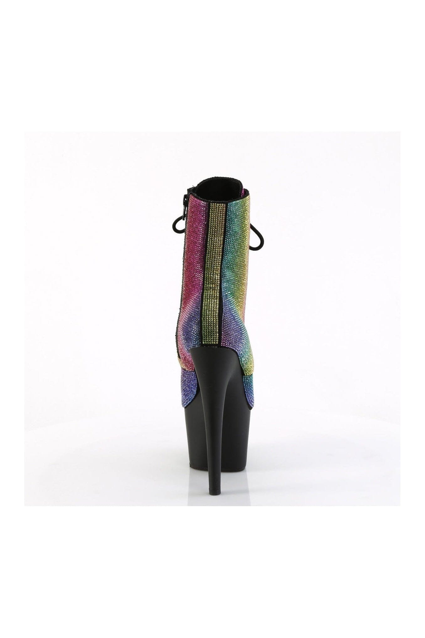 Pleaser ADORE-1020RS Rainbow Faux Suede Rhinestone Ankle Boots