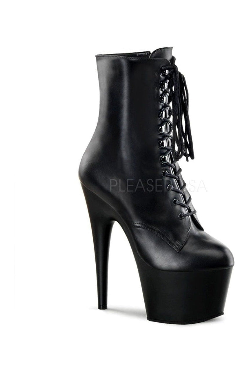 Black Genuine Leather ADORE - 1020 Lace - Up Platform Ankle Boot