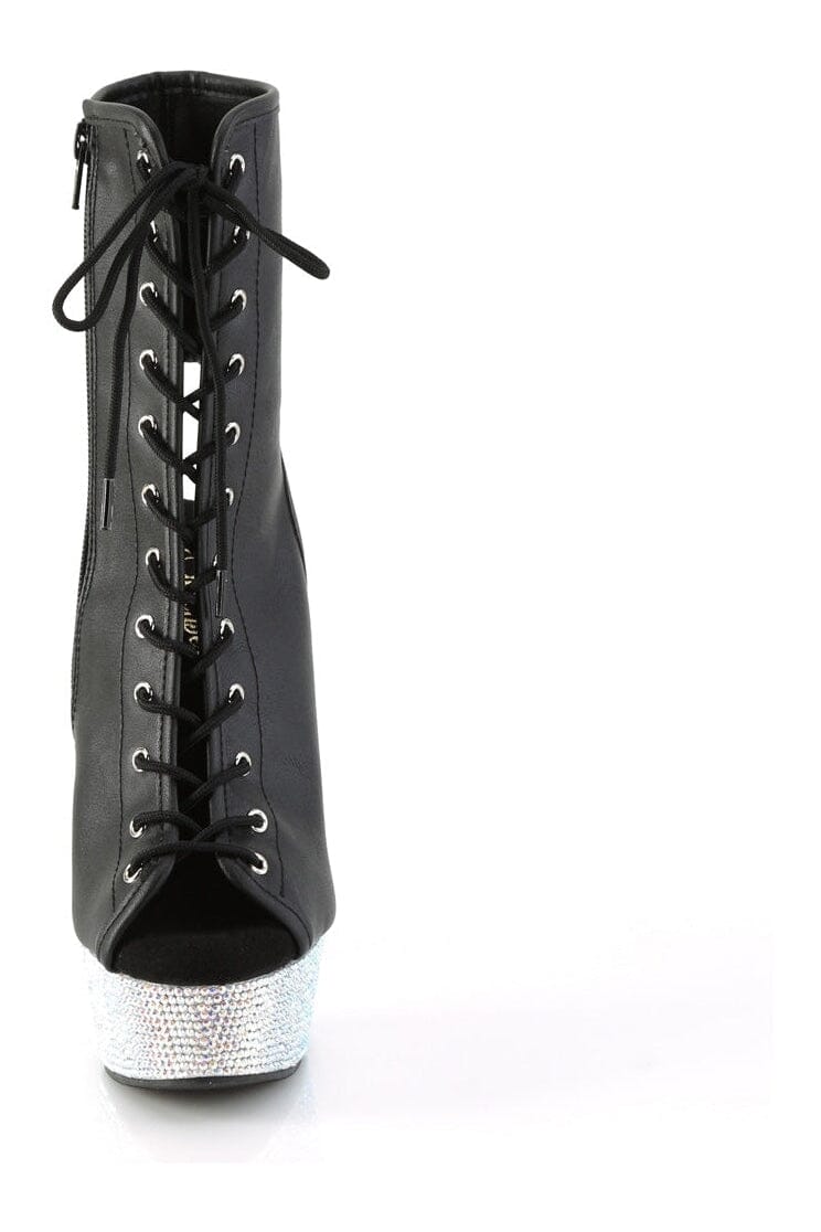 BEJEWELED-1016-6 Stylish Black Faux Leather Ankle Boot for Fashionable Wear