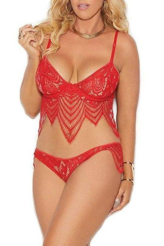 Plus Size Underwire Lace Bralette Set with Matching Panty by Elegant Moments