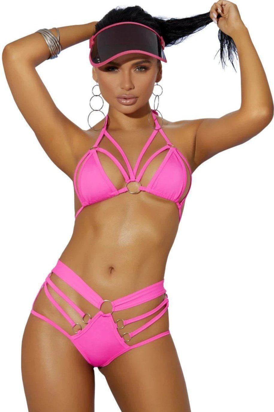 Fashionable Strappy Bikini Set With O - Rings for Women