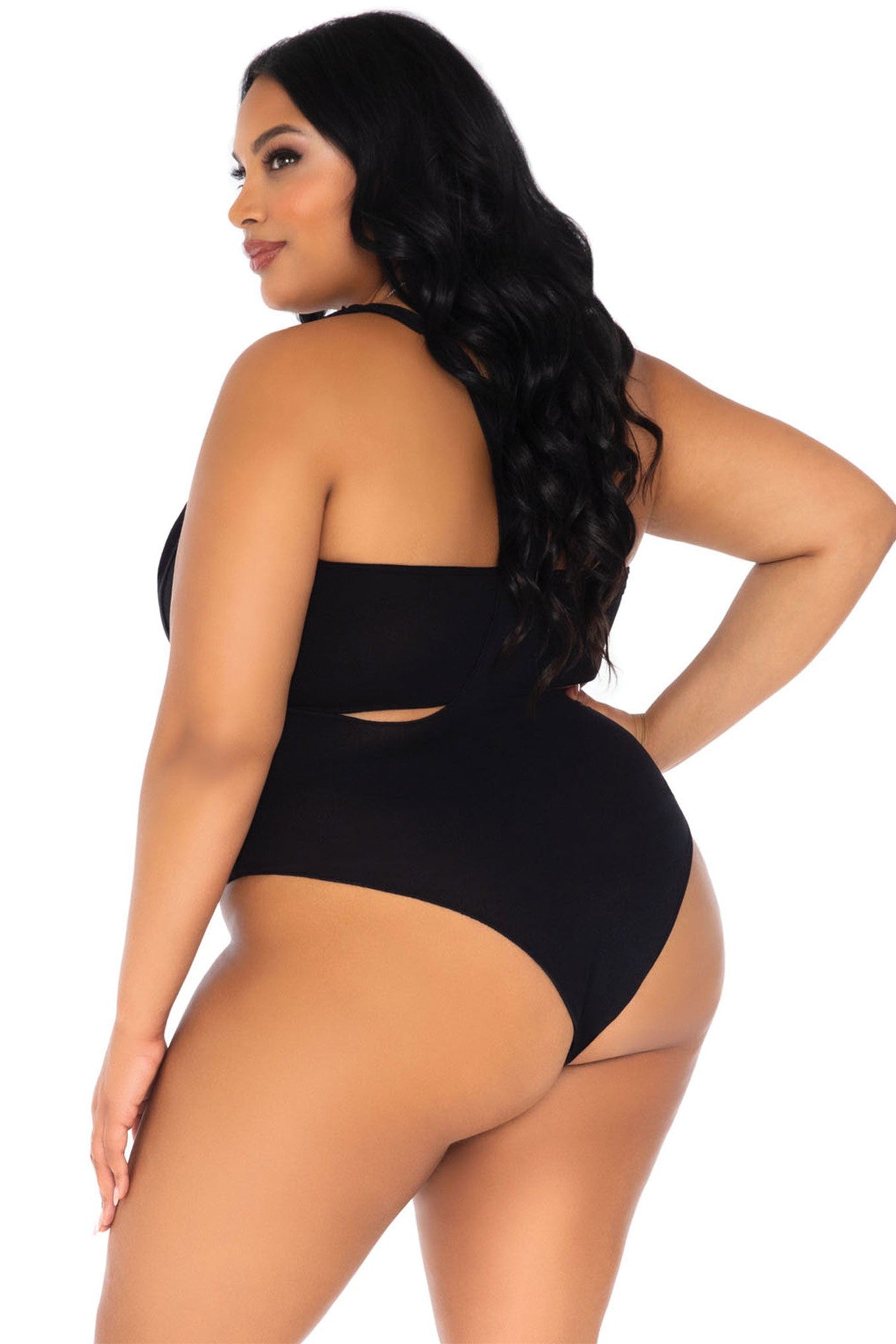 Plus Size Two-Piece Full-Coverage Bandeau and Suspender Style Bodysuit for Women