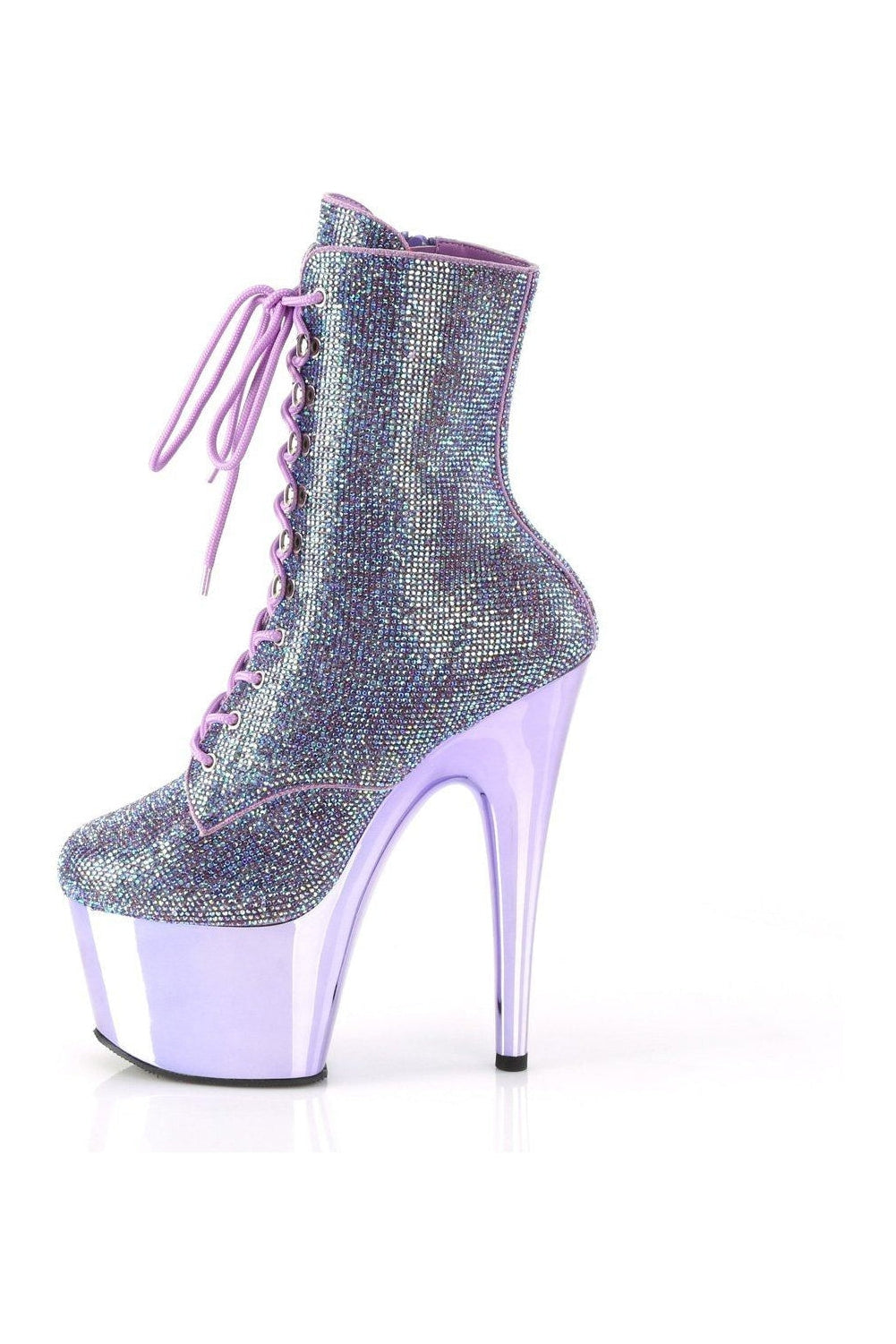 Pleaser Purple Faux Suede Rhinestone Ankle Boot ADORE - 1020CHRS