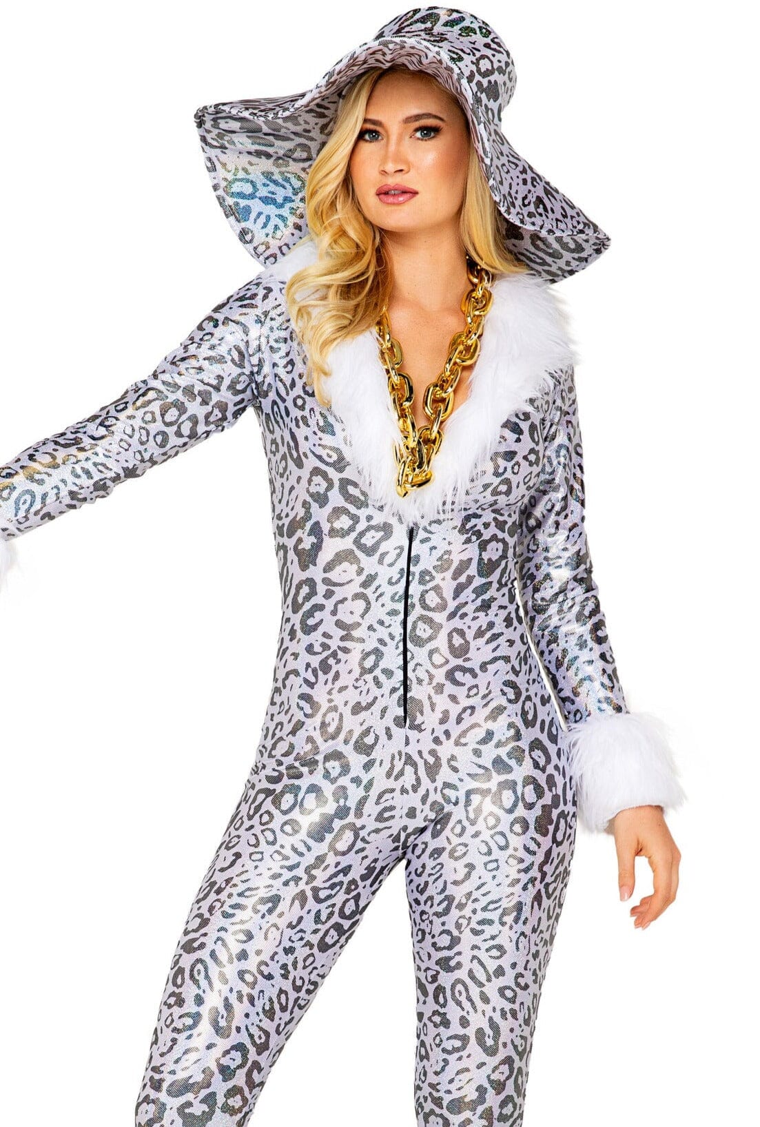 Roma Money Trap Diva Costume Set with Leopard Print and Faux Fur Details