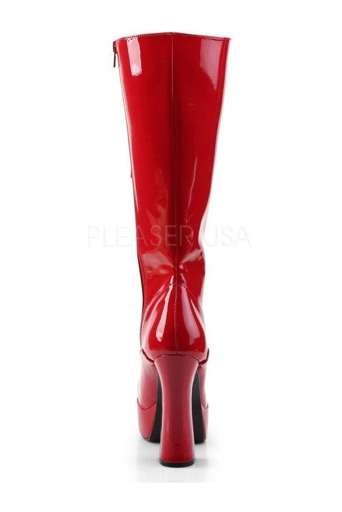 ELECTRA-2020 Red Patent Leather Platform Knee-High Boots with Stylish Design