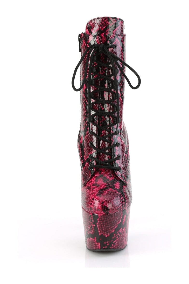 Pleaser Brand ADORE-1020SPWR Fuchsia Faux Leather Knee-High Lace-Up Mid Calf Fashion Boots