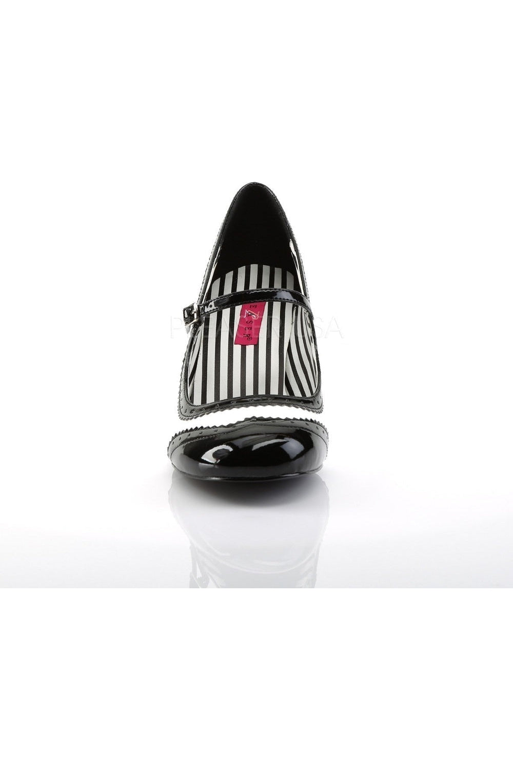 Black Patent Leather JENNA-06 Kitten Heel Spectator Mary Jane Pumps