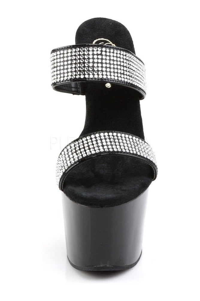 Black Patent ADORE-702-2 Platform Slide Sandals with High Heel