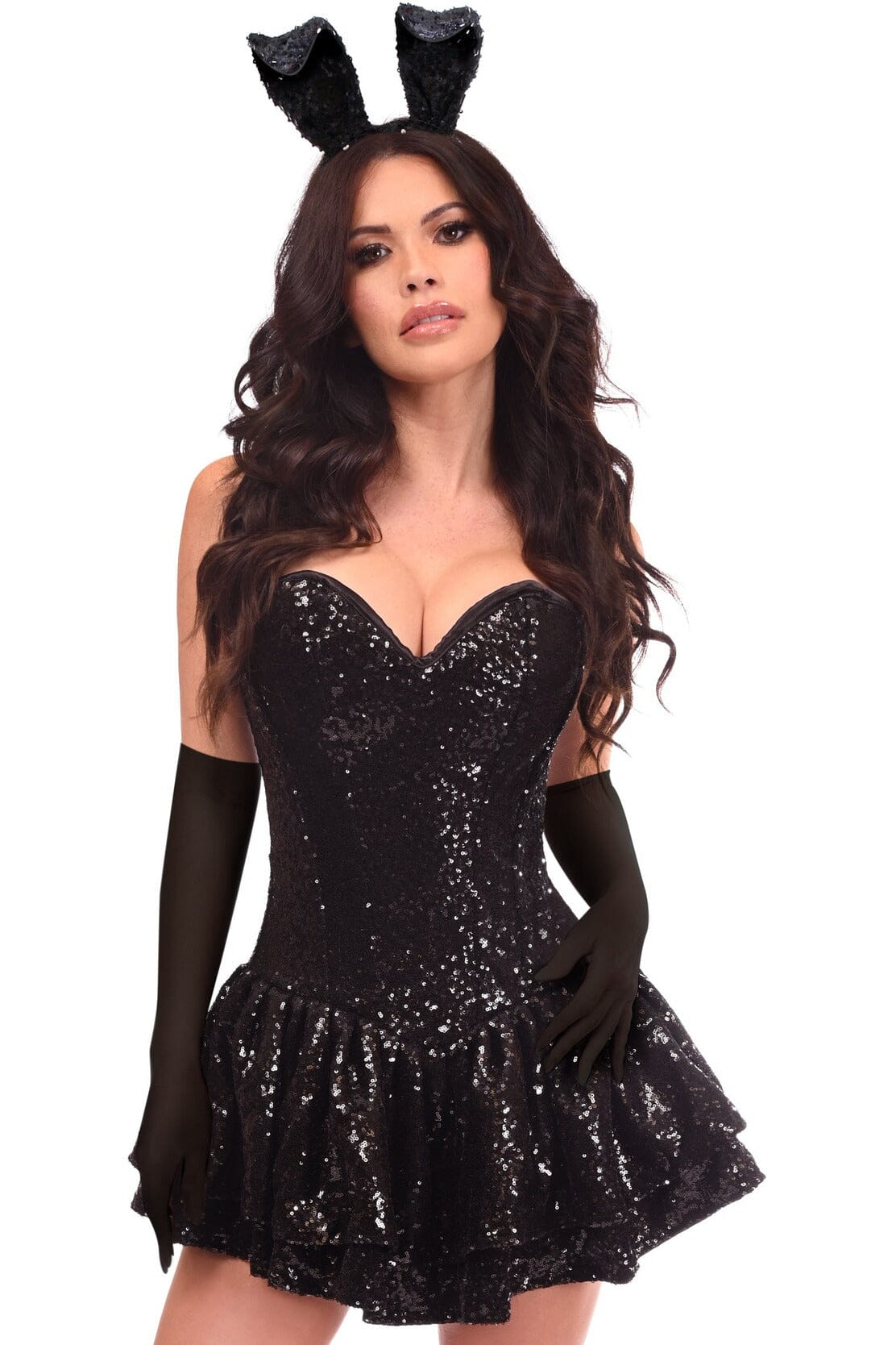 Top-Rated Drawer 4-Piece Sequin Bunny Corset Dress Costume Set for Party