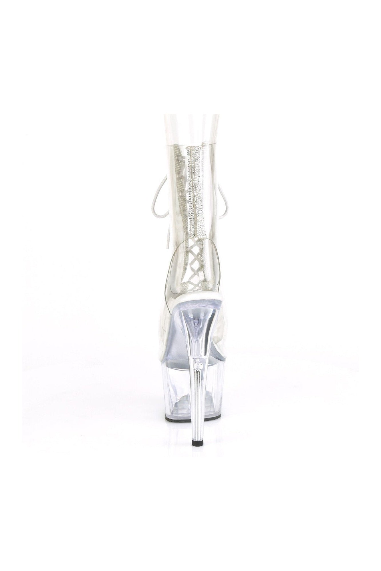 Pleaser Brand Exotic Clear Vinyl Lace - Up Ankle Boot with Rhinestones - ADORE - 1016C - 2
