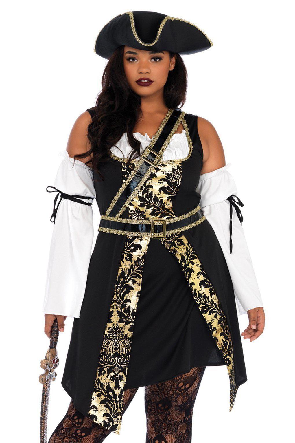 Large Size Black Pirate Costume for Sea Buccaneers