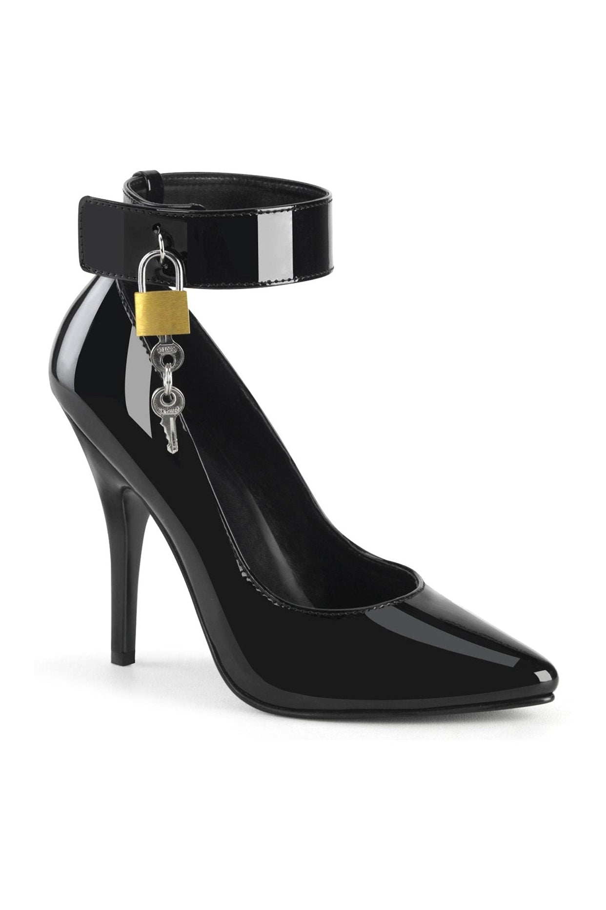 Black Patent SEDUCE - 432 Wide - Band Ankle Cuff Pumps with 5 - inch Heel
