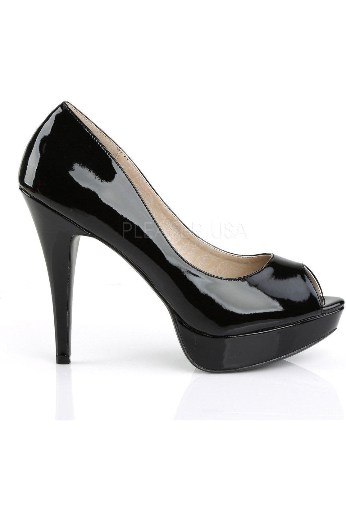 Black Patent Leather CHLOE - 01 Women's Peep - Toe Pumps with Heel and Platform