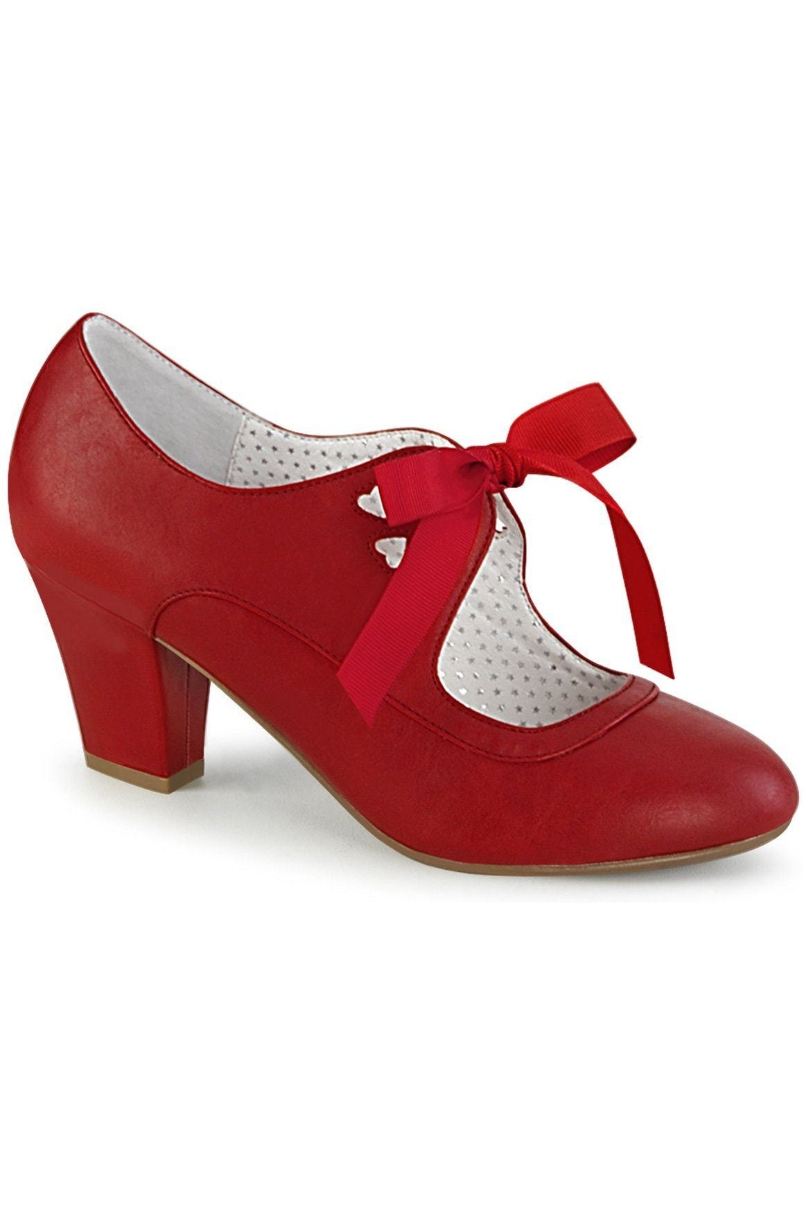 Red Faux Leather WIGGLE-32 Women's Mary Jane Pumps