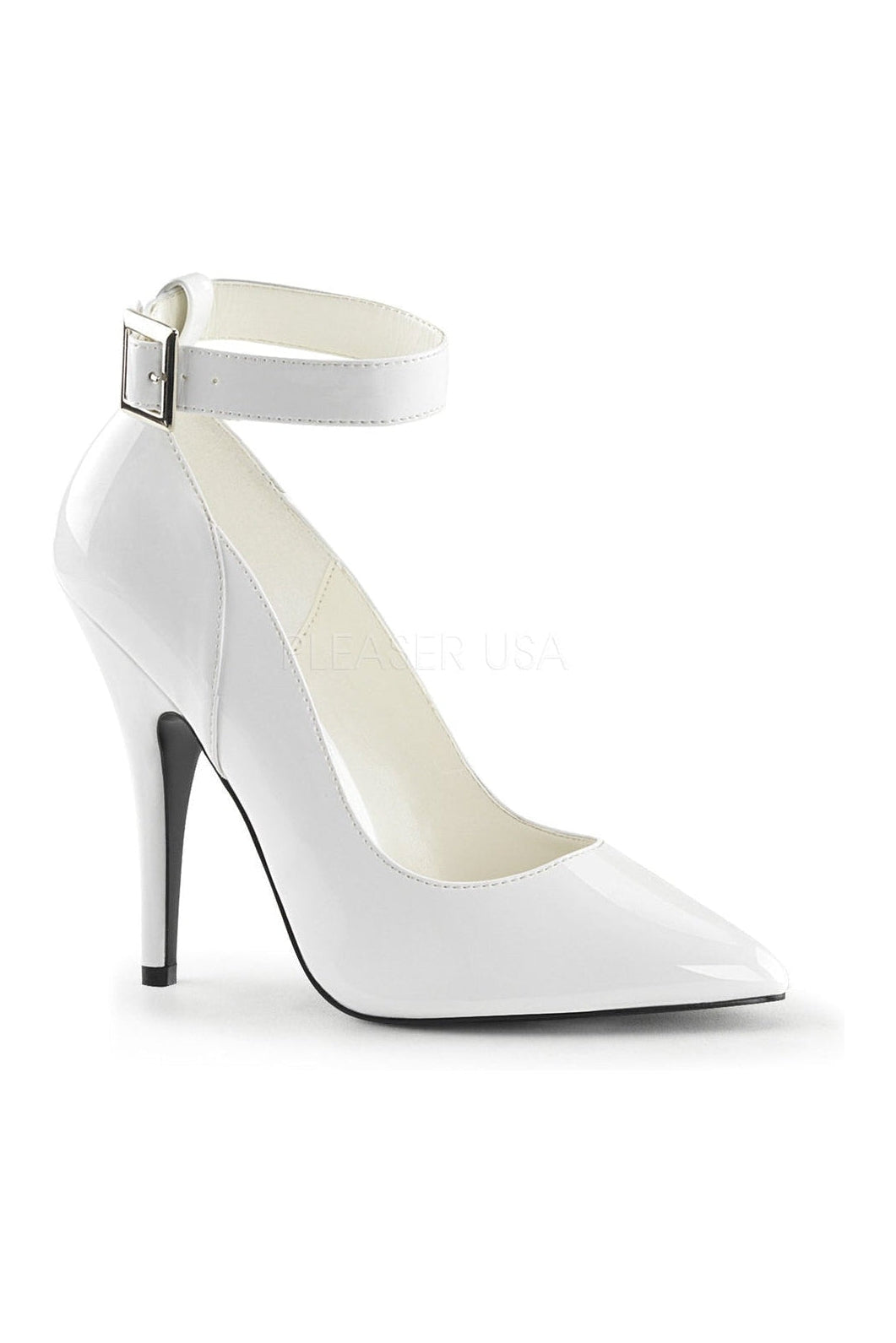 Stylish White Patent SEDUCE - 431 Ankle Strap Pump