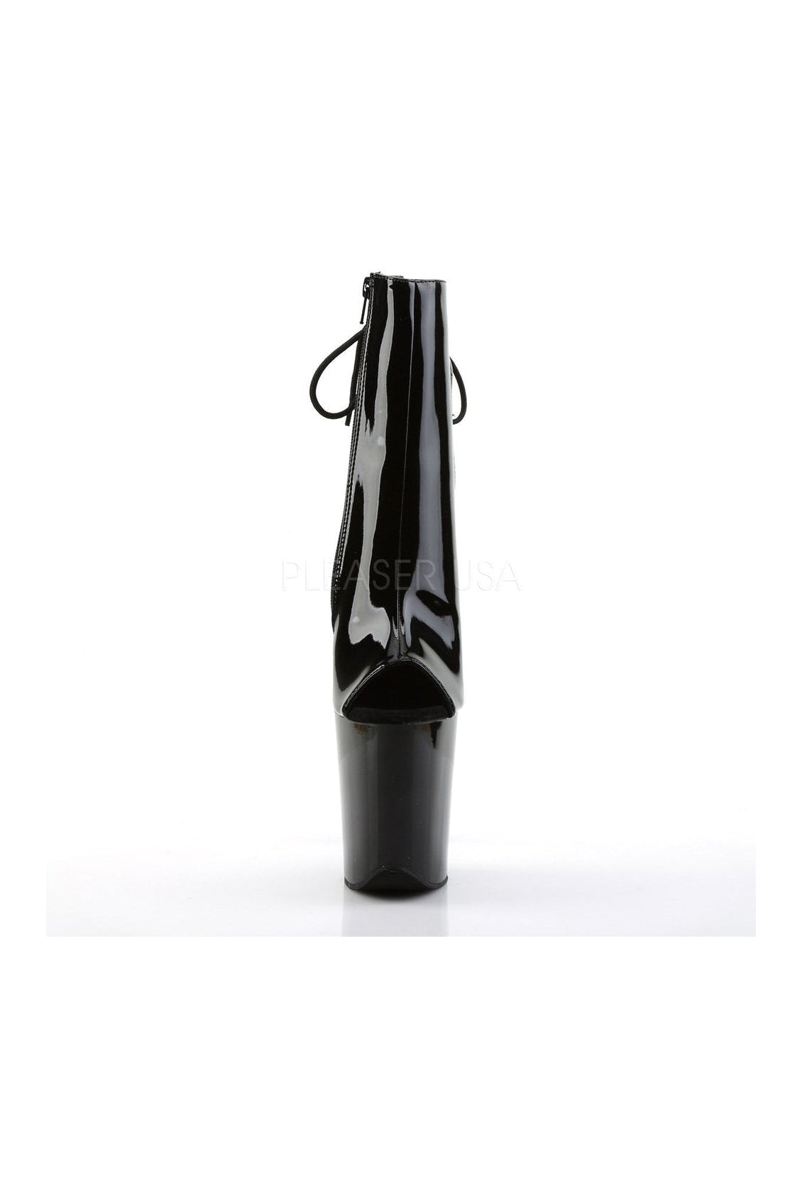 Black Patent FLAMINGO-1018 Open Toe Platform Ankle Boot