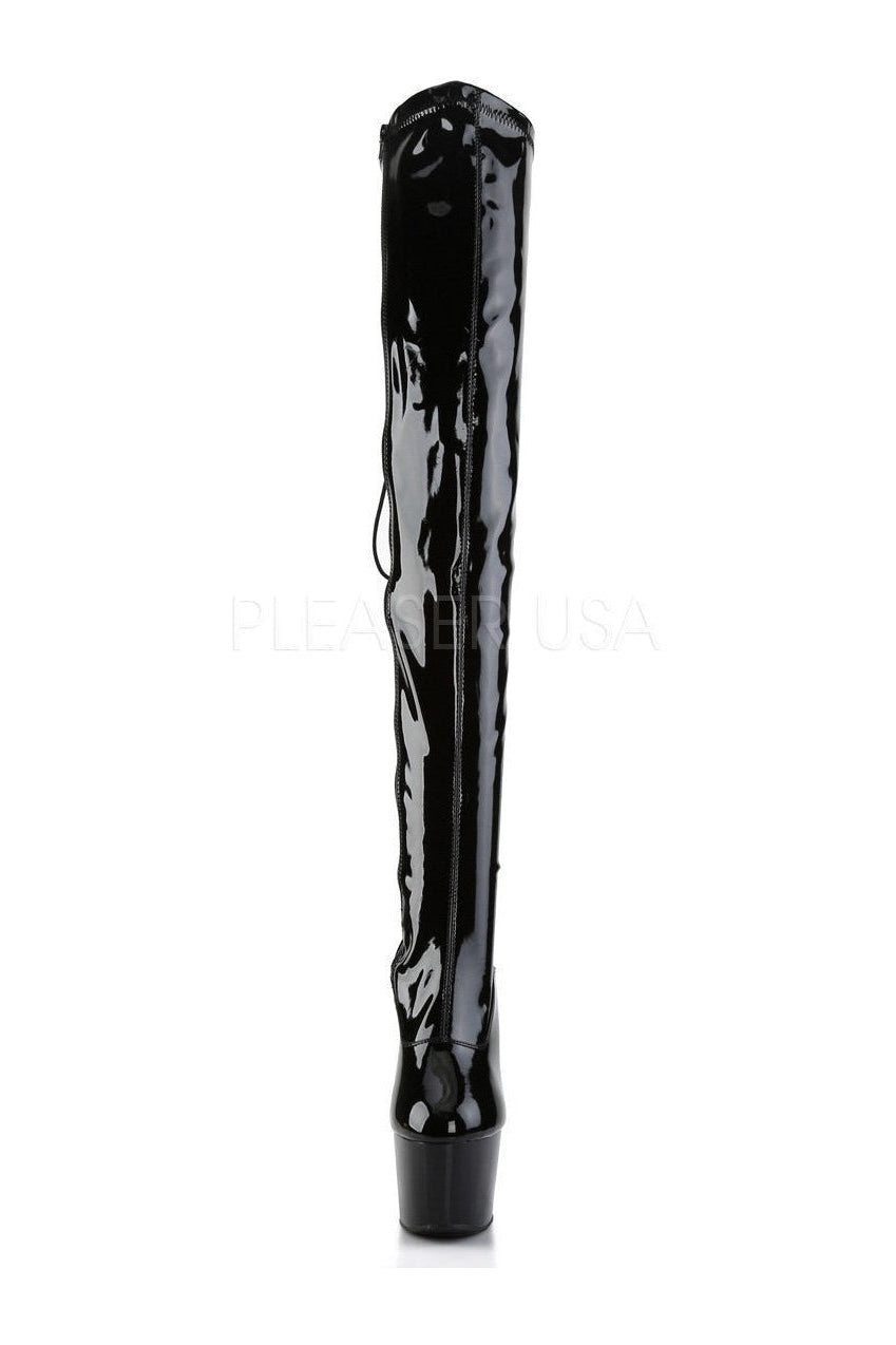 ADORE-3063 Black Patent Stretch Thigh Platform Boots