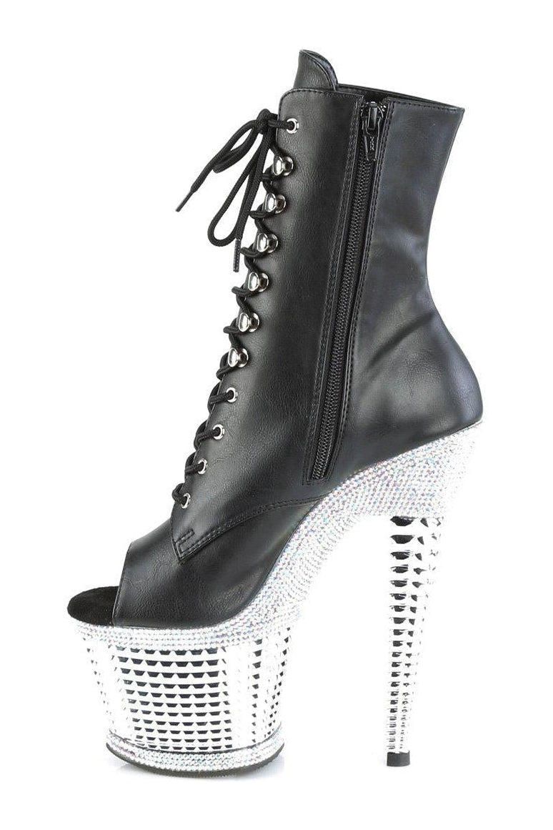 Pleaser Brand SPECTATOR-1021RS Stylish Black Faux Leather Ankle Boot for Fashion Lovers