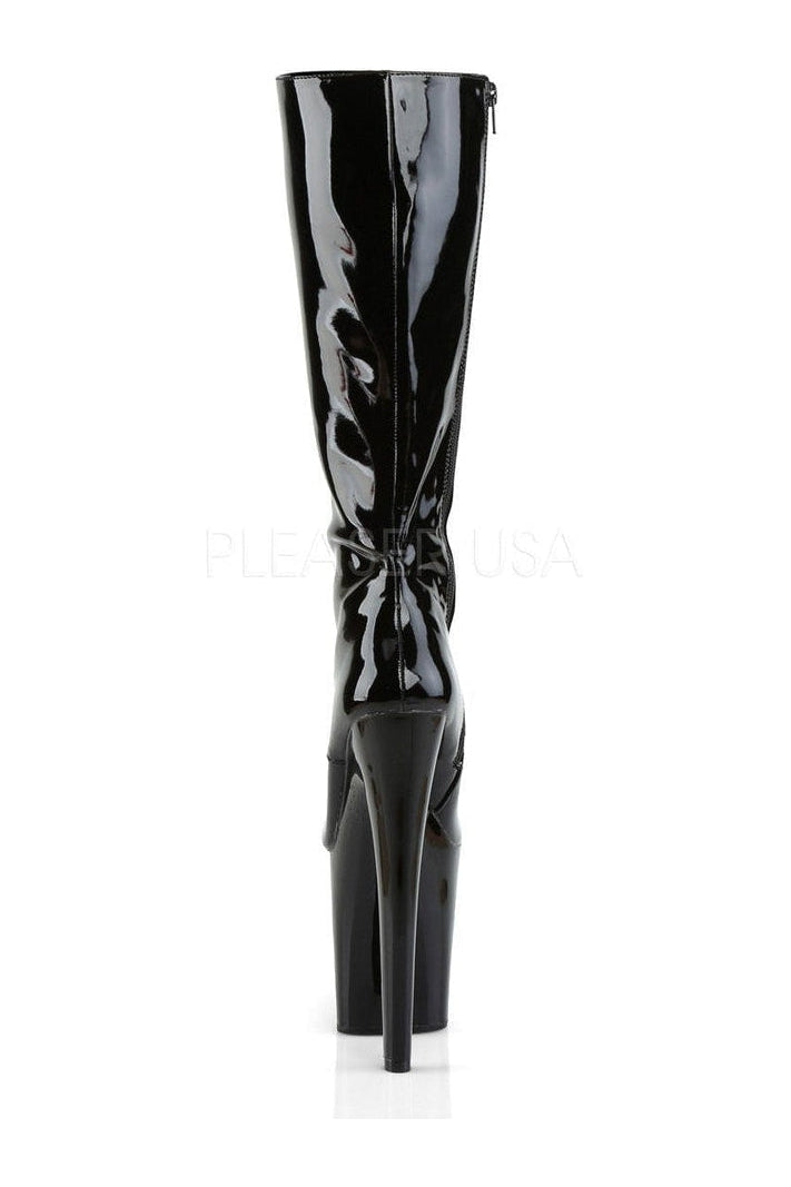 XTREME-2020 Black Patent Leather Calf Platform Boots for Fashion-Forward Wear