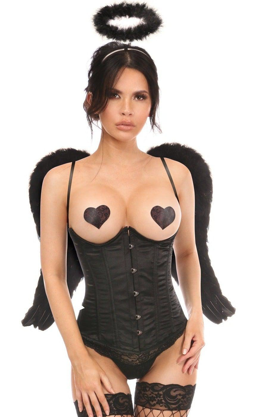 Exquisite 3-Piece Satin Midnight Angel Corset Costume