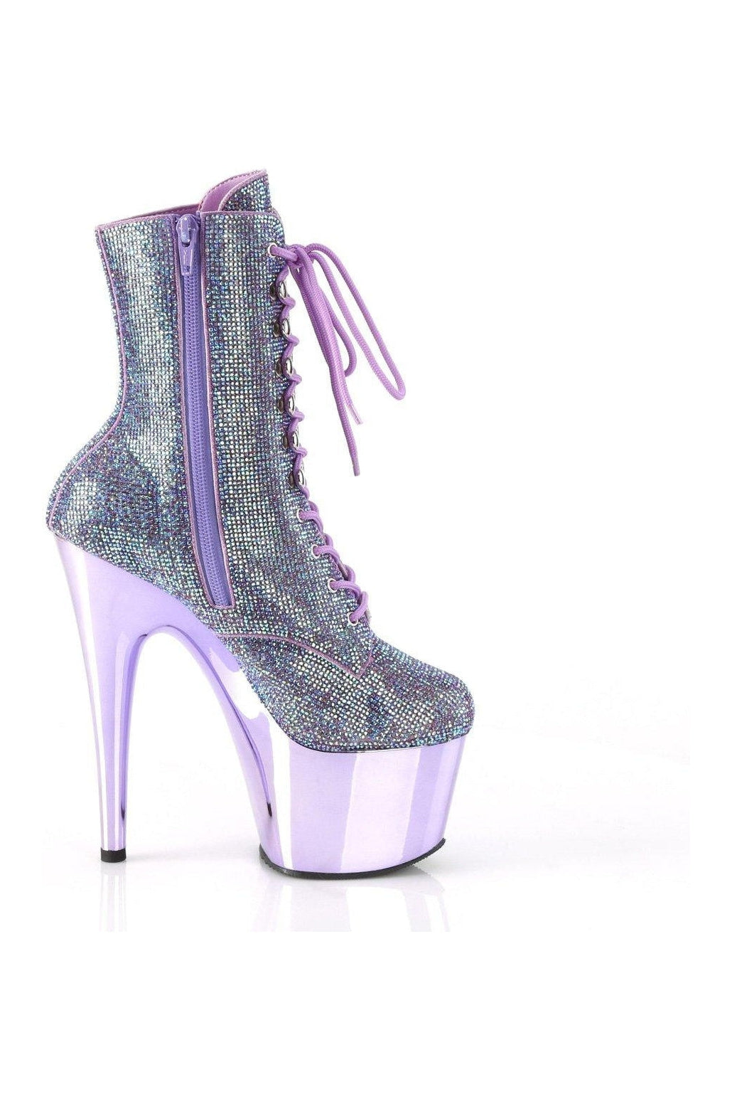 Pleaser Purple Faux Suede Rhinestone Ankle Boot ADORE - 1020CHRS