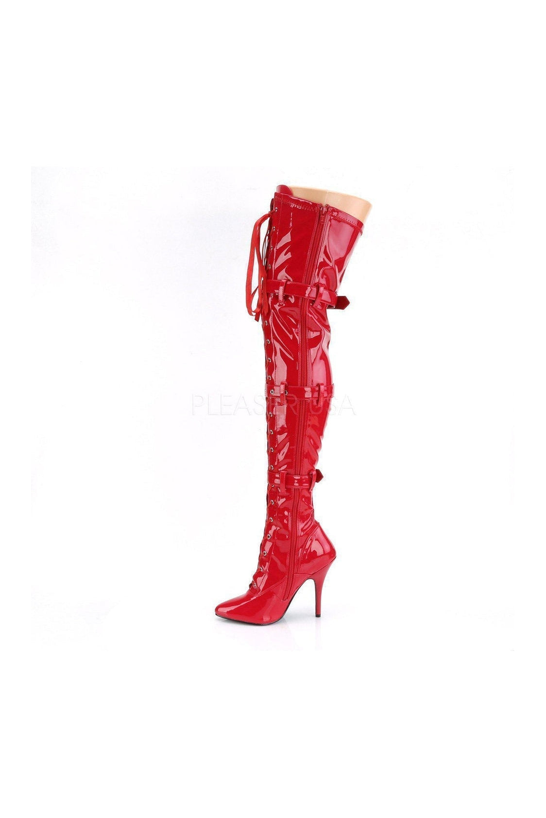 Red Patent SEDUCE-3028 Stylish Thigh High Boots