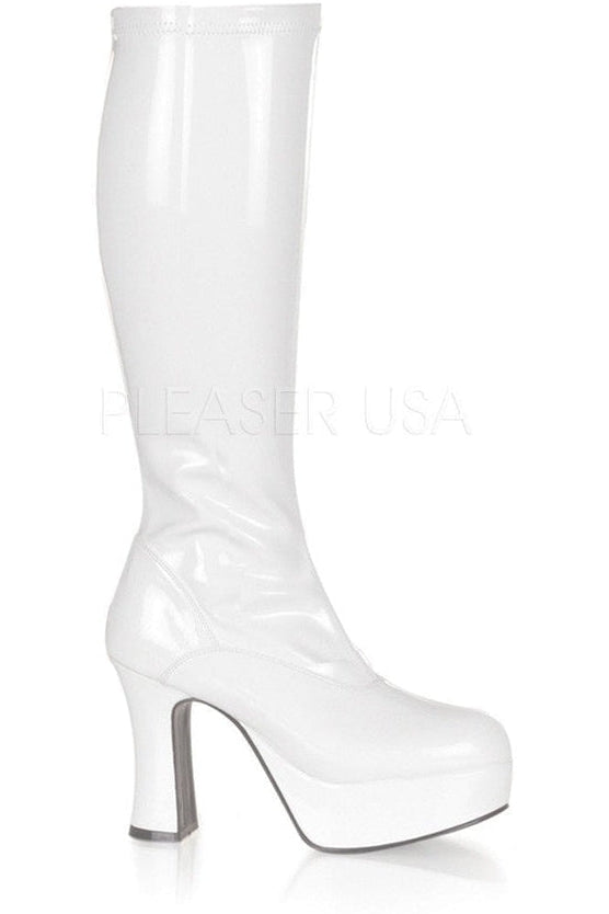 Stylish White Patent EXOTICA-2000 Go-Go Boots with 4-Inch Heel